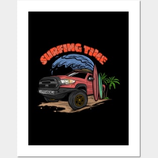 4Runner Toyota Surfing Time Holiday - Pink Posters and Art